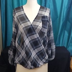 Blue/Black Peyton Jensen Surplice V-Neck Top